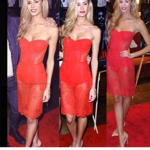 For Love & Lemons Garden Isle Dress Red NEW Small